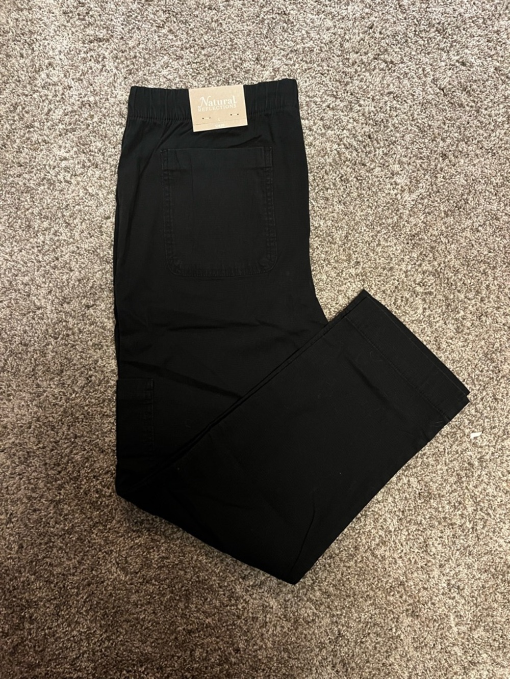 Natural Reflections Womens Black Elastic Waist Pants